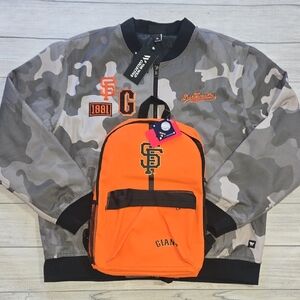 The Wild Collective San Francisco Giants Bomber Gray Size XL & Foco Backpack NWT